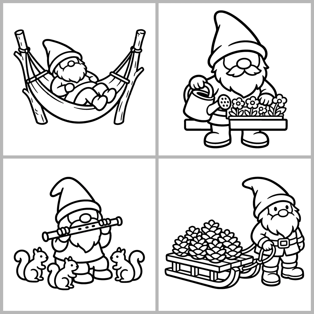 Cozy Gnomes and Little Folk Coloring Book
