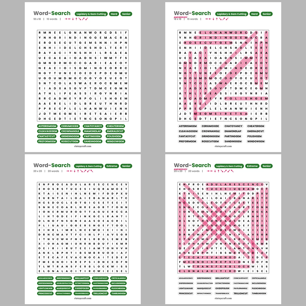 Word Puzzle – Lapidary & Gem Cutting – Economists – Themes
