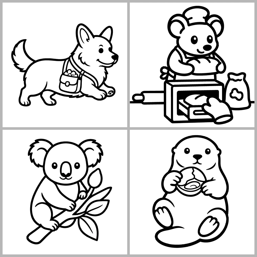 Animals Coloring Book with Bold Outlines and Simple Drawings.