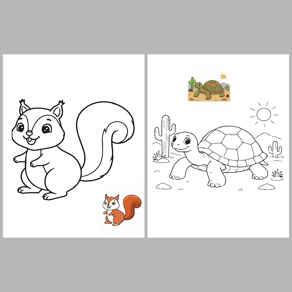 Animal Coloring Pages / with Reference Image
