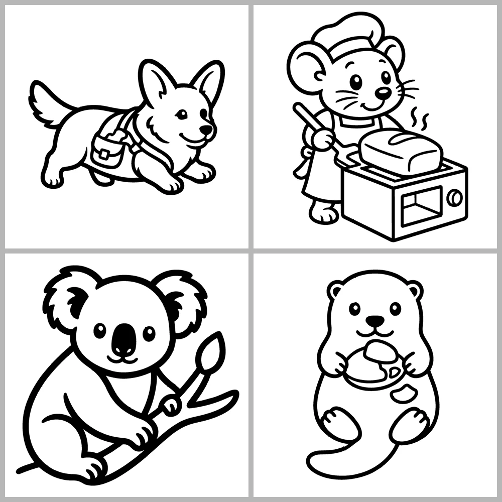 Animal Coloring Book with Bold, Simple Drawings.