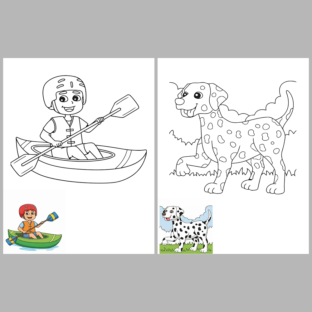 Mixed coloring pages for children aged 2/4 – With reference images (Vol. 1)
