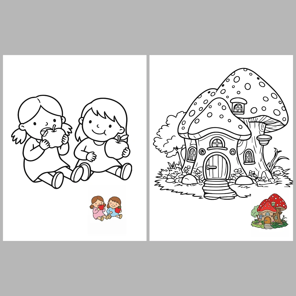 Mixed coloring pages for children aged 3/5 – With reference images (Vol. 1)