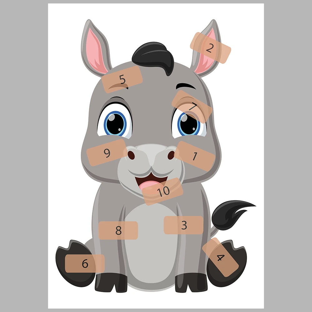 Donkey-Themed Number Matching Activity Book