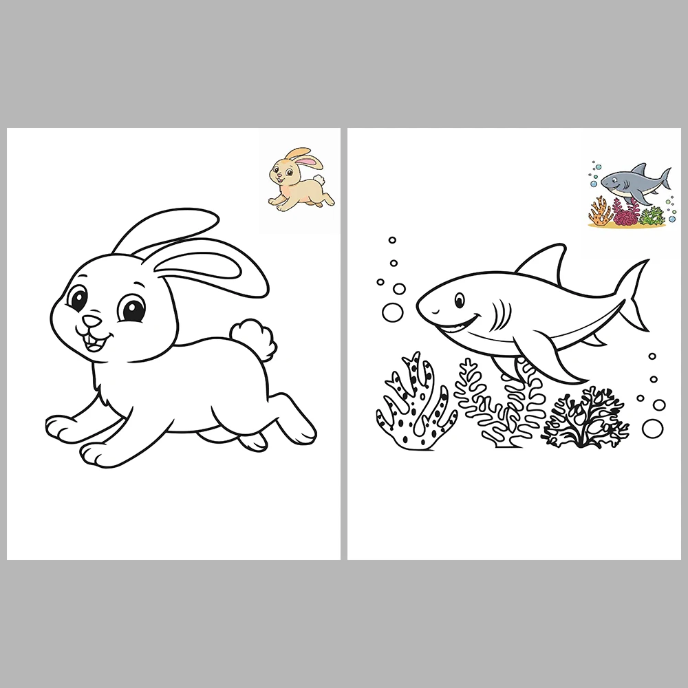 Mixed Coloring Pages for Kids – With Reference Images