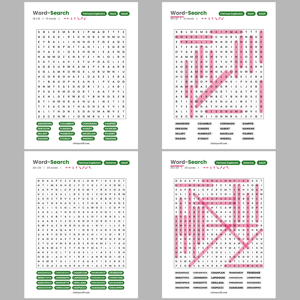 Word Search – Greek & Roman Mythology – Rivers of the World – Themes