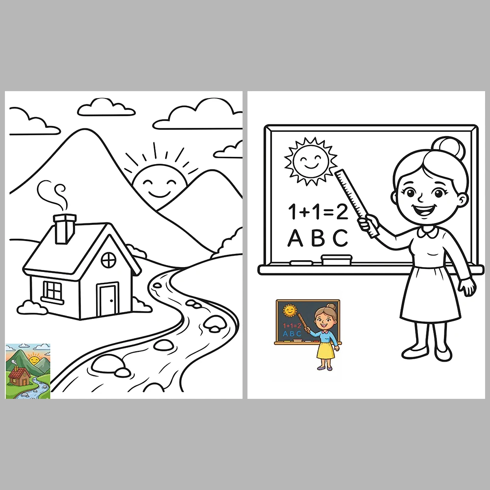 Mixed coloring pages for children aged 3/5 – With reference images (Vol. 3)