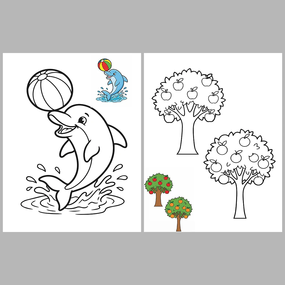 Mixed coloring pages for children aged 3/5 – With reference images (Vol. 4)