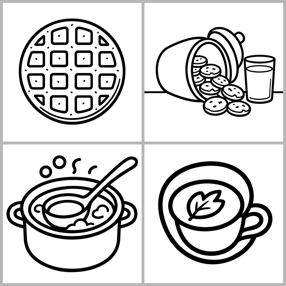 Cozy Kitchen and Food Coloring Book