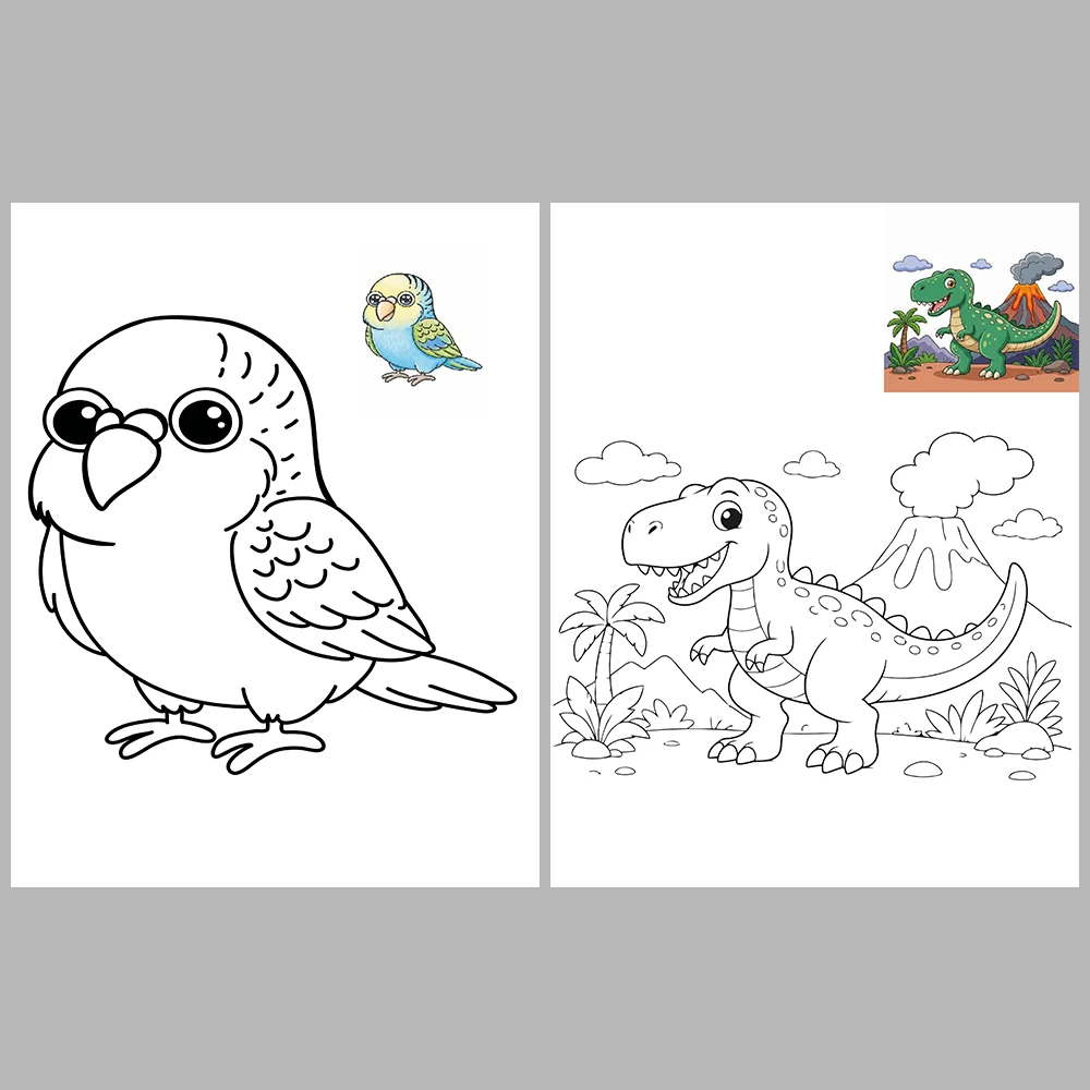 Cute Animal Coloring Pages / With Reference Image – Vol. 1