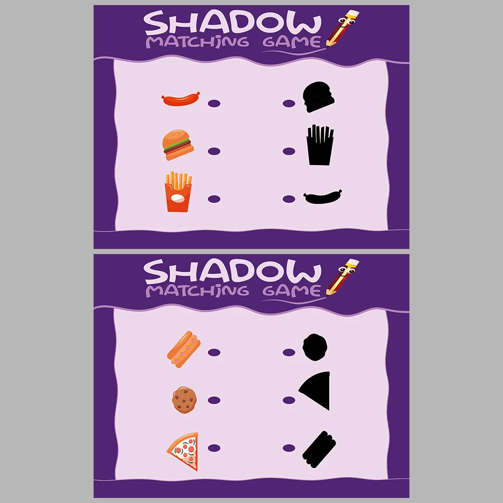 Food-Themed Shadow Matching Game Book