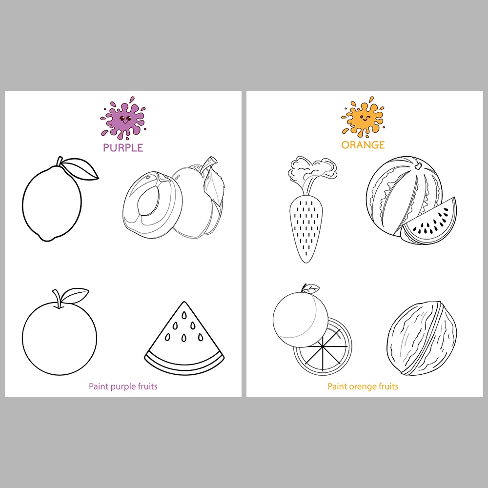 I Am Learning Colors Book – Fruit and Vegetable-Themed Coloring Activity