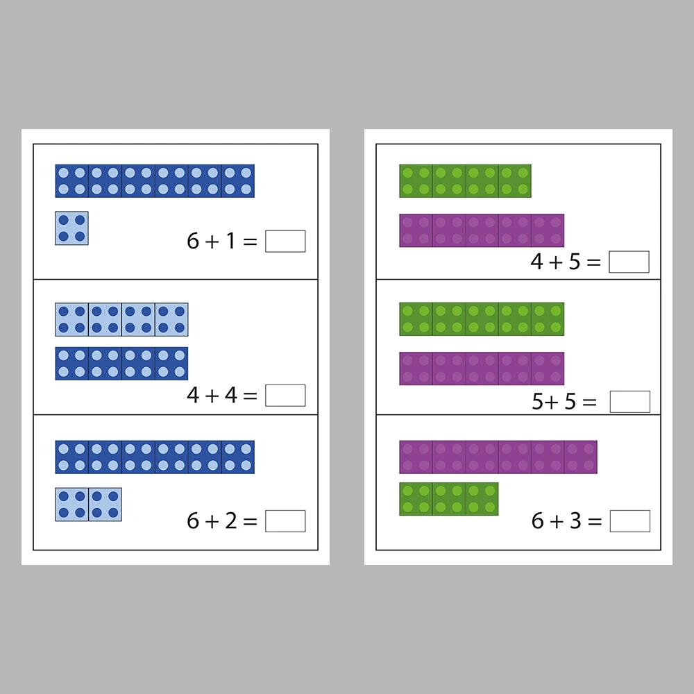 Addition Activity Sheets Using Cubes