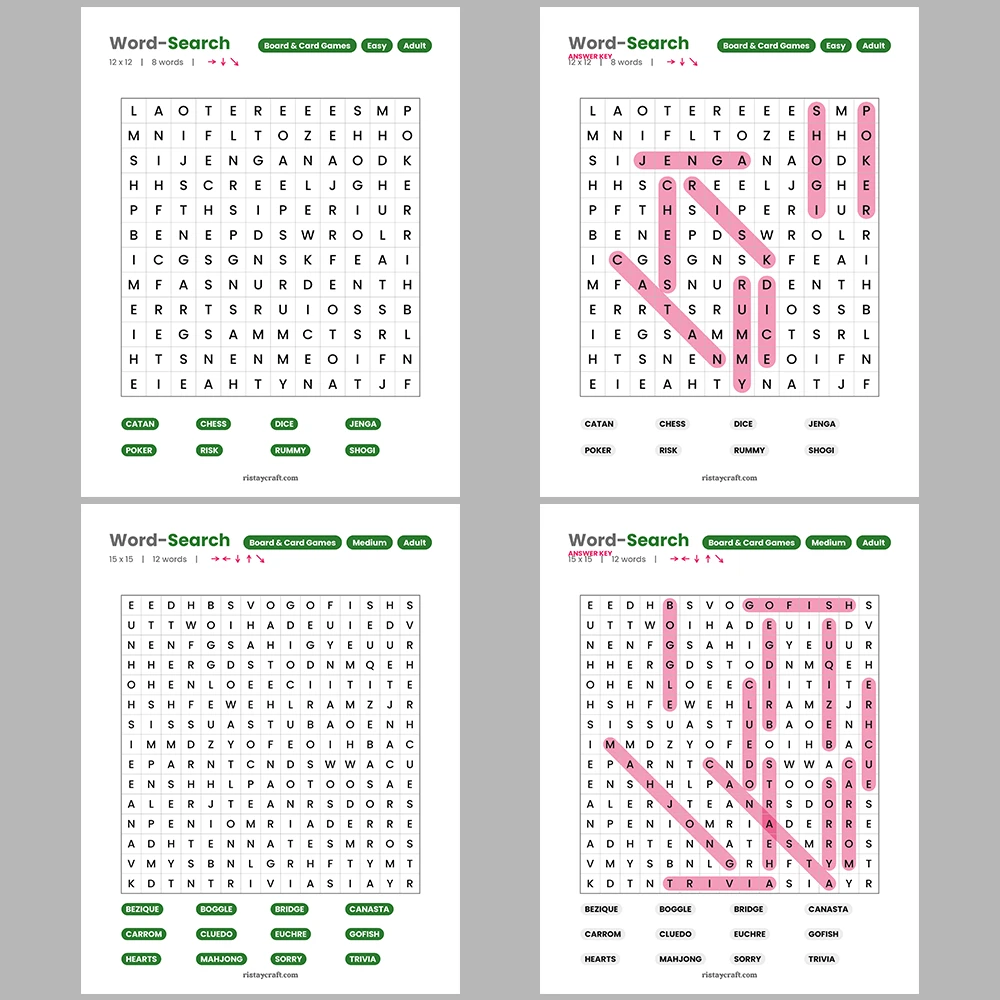 Word Puzzle – Board & Card Games – Music Theory & Notation – Themes