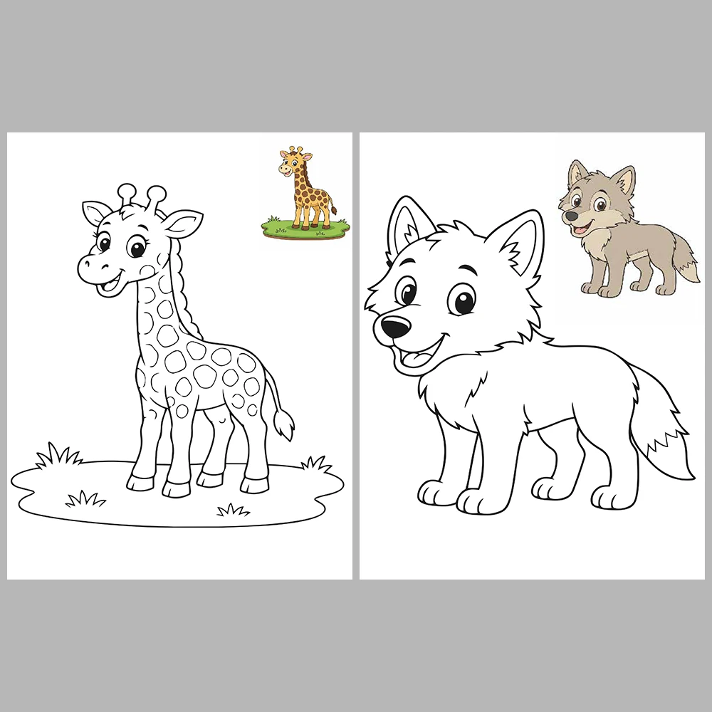 Cute Wild Animals Coloring Pages / With Reference Image