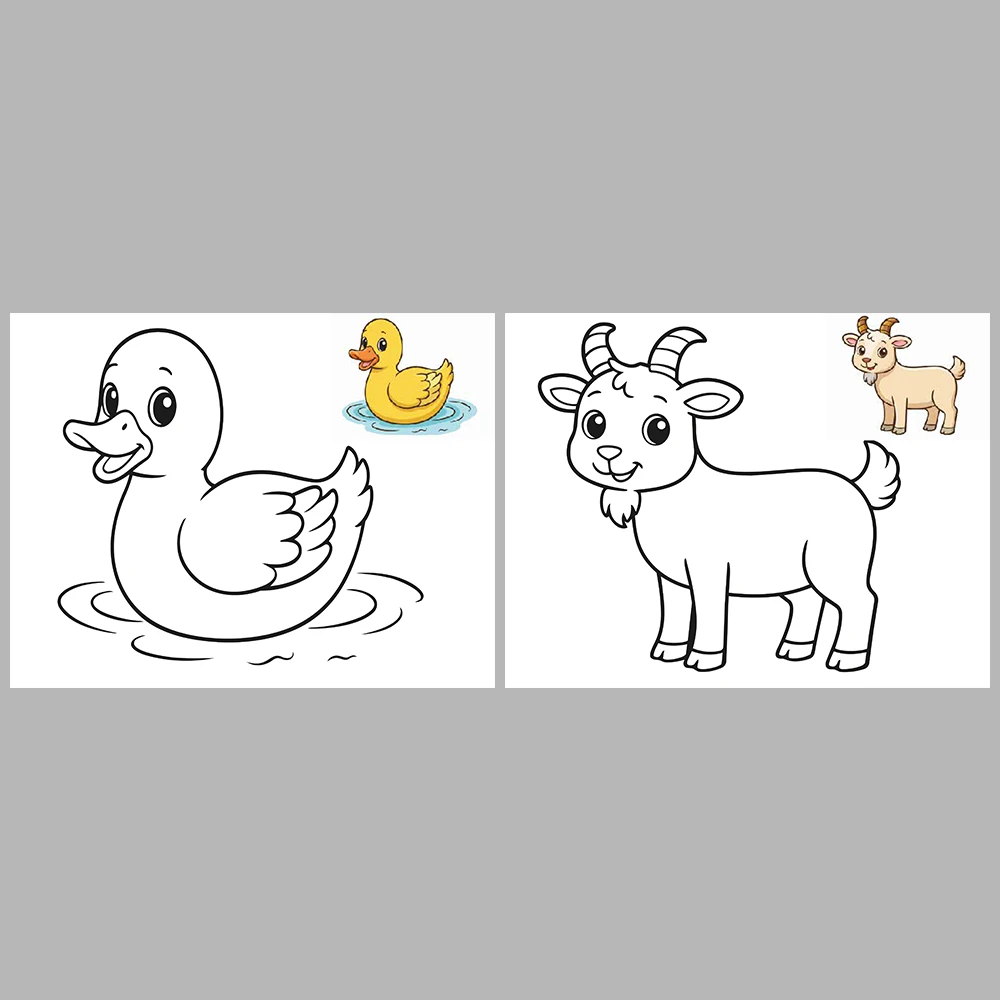 Farm Animals Coloring Pages / With Reference Image