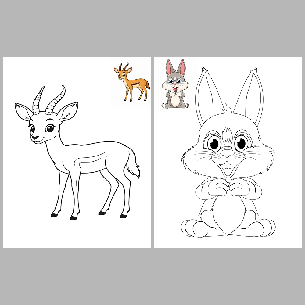 Cute Animal Coloring Pages / With Reference Image – Vol. 2