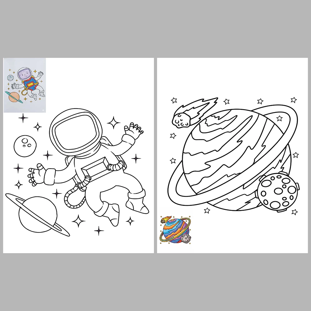 Space-Themed Coloring Pages – With Reference Images