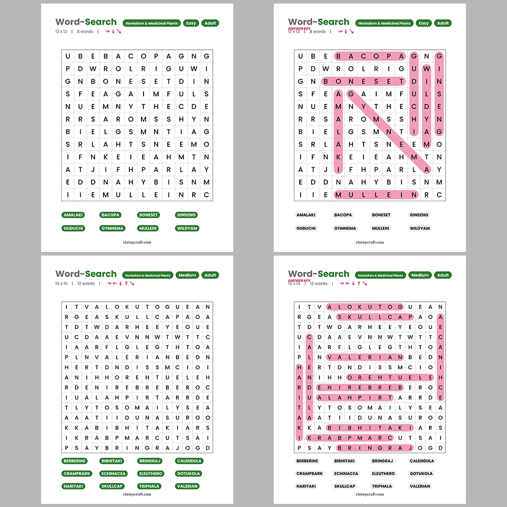Word Puzzle – Herbalism & Medicinal Plants – Airlines – Themes