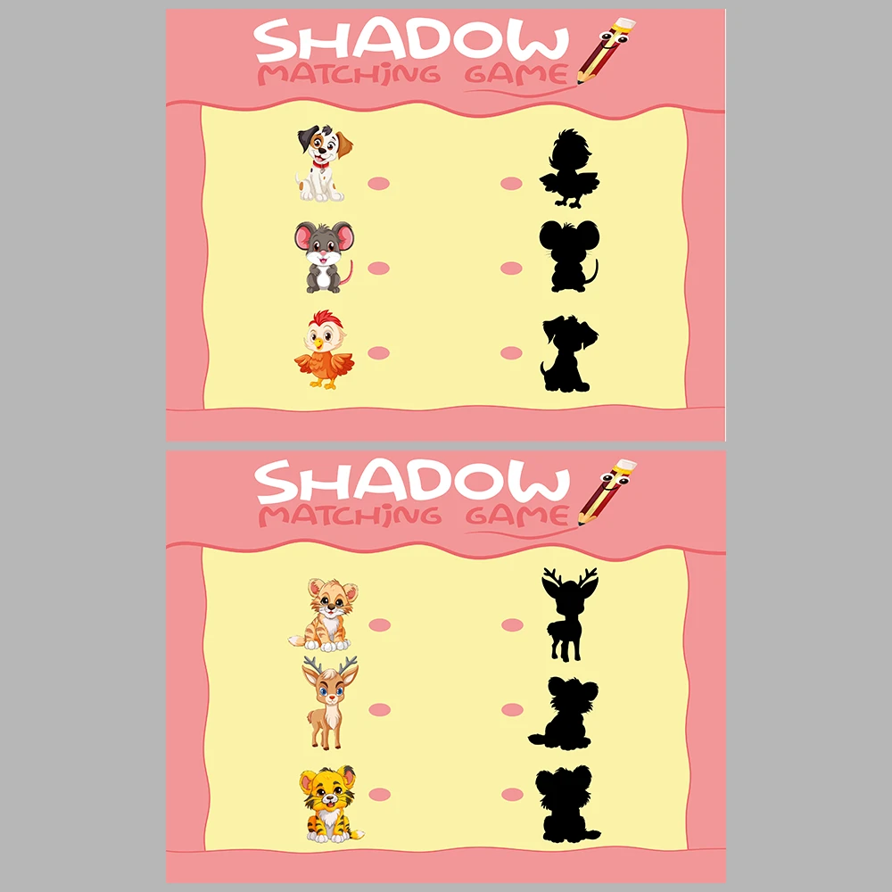 Animal-Themed Shadow Matching Game Book