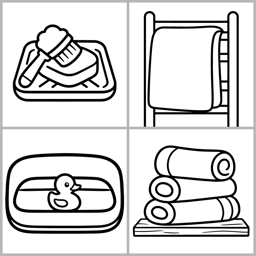 Relaxing Bath and Spa Coloring Pages with Bold Lines