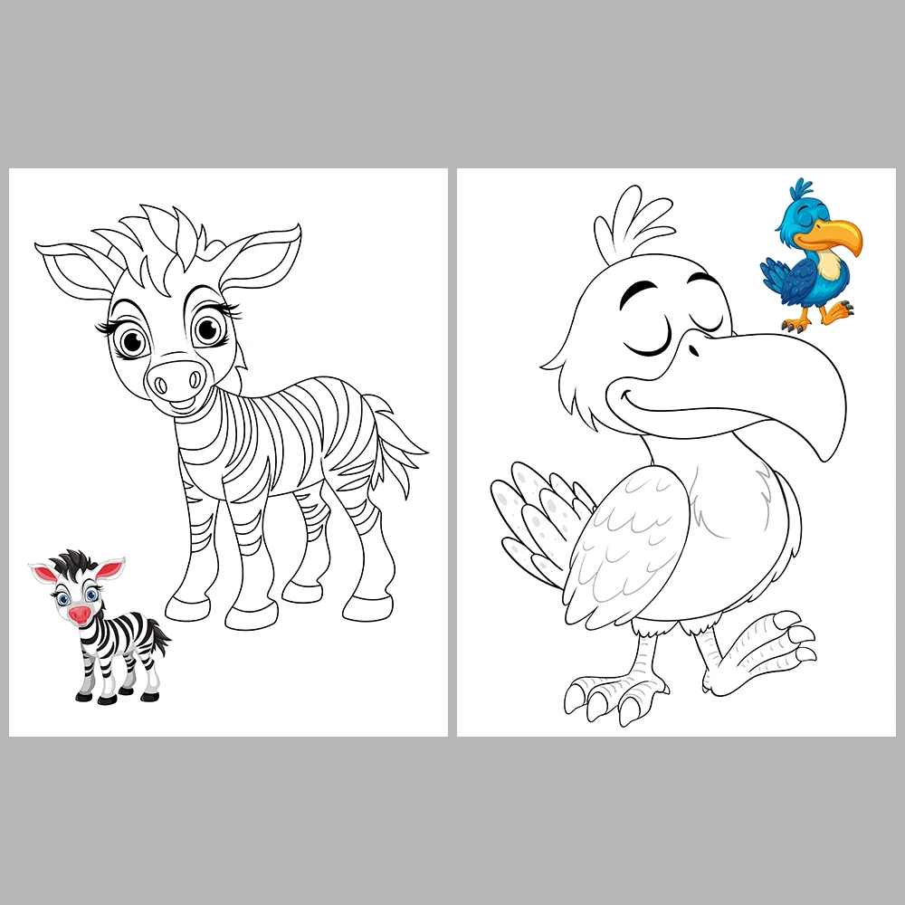 Cute Animal Coloring Pages / With Reference Image – Vol. 4