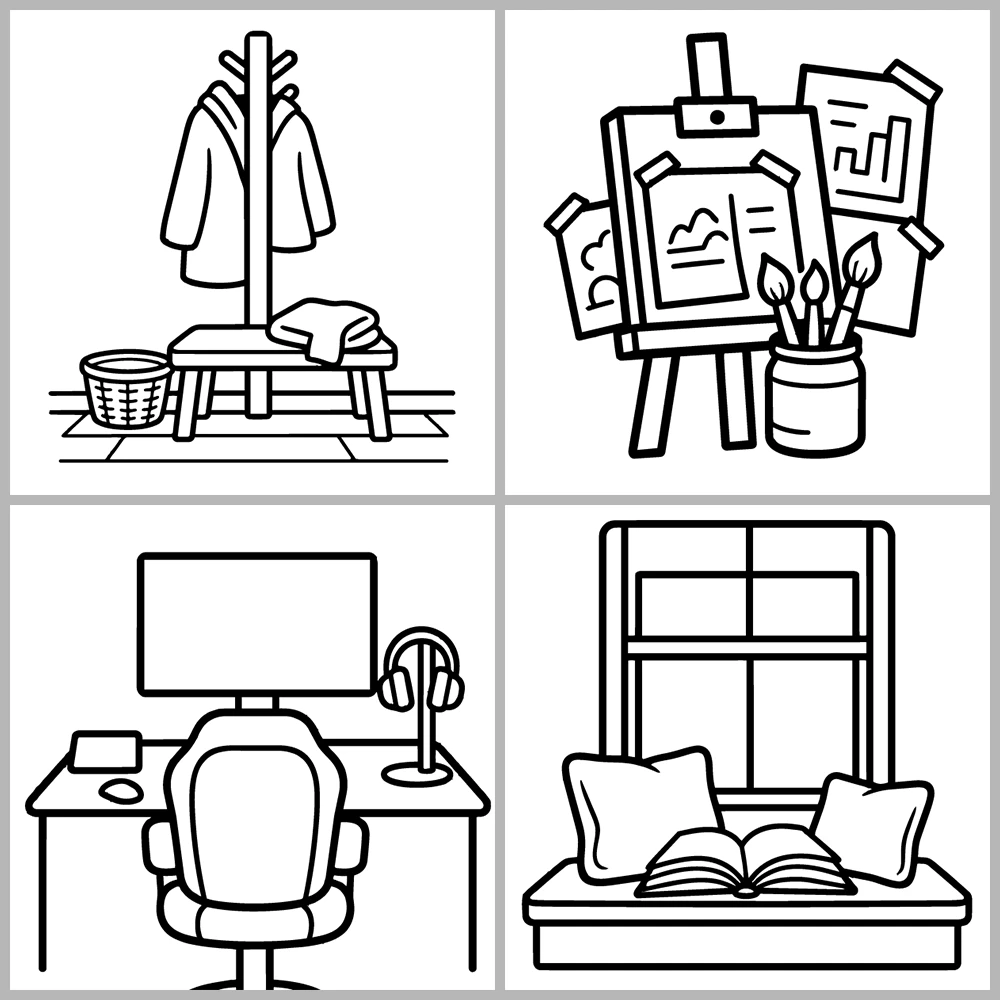 Cozy Corners Coloring Book