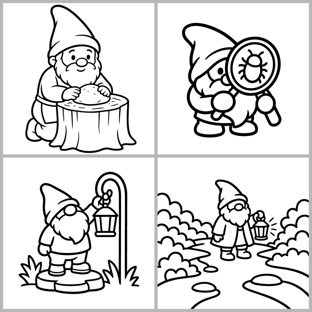 Cozy Gnomes and Little Folk Coloring Book