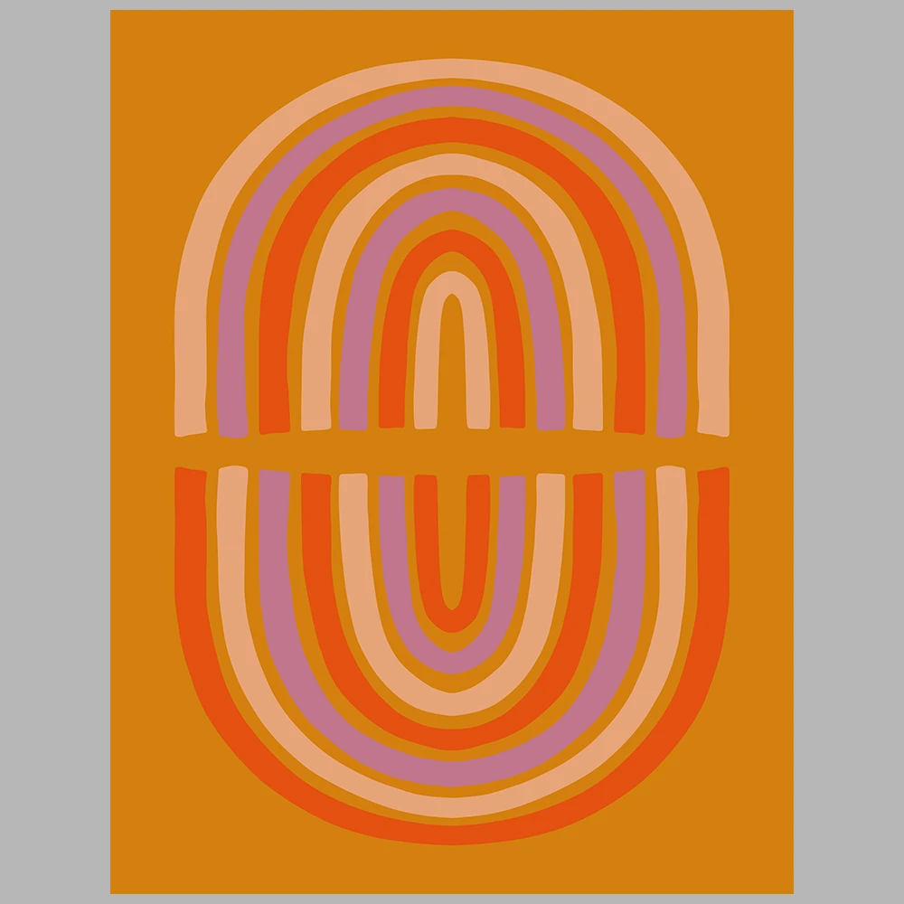 orange, pink, and purple posters