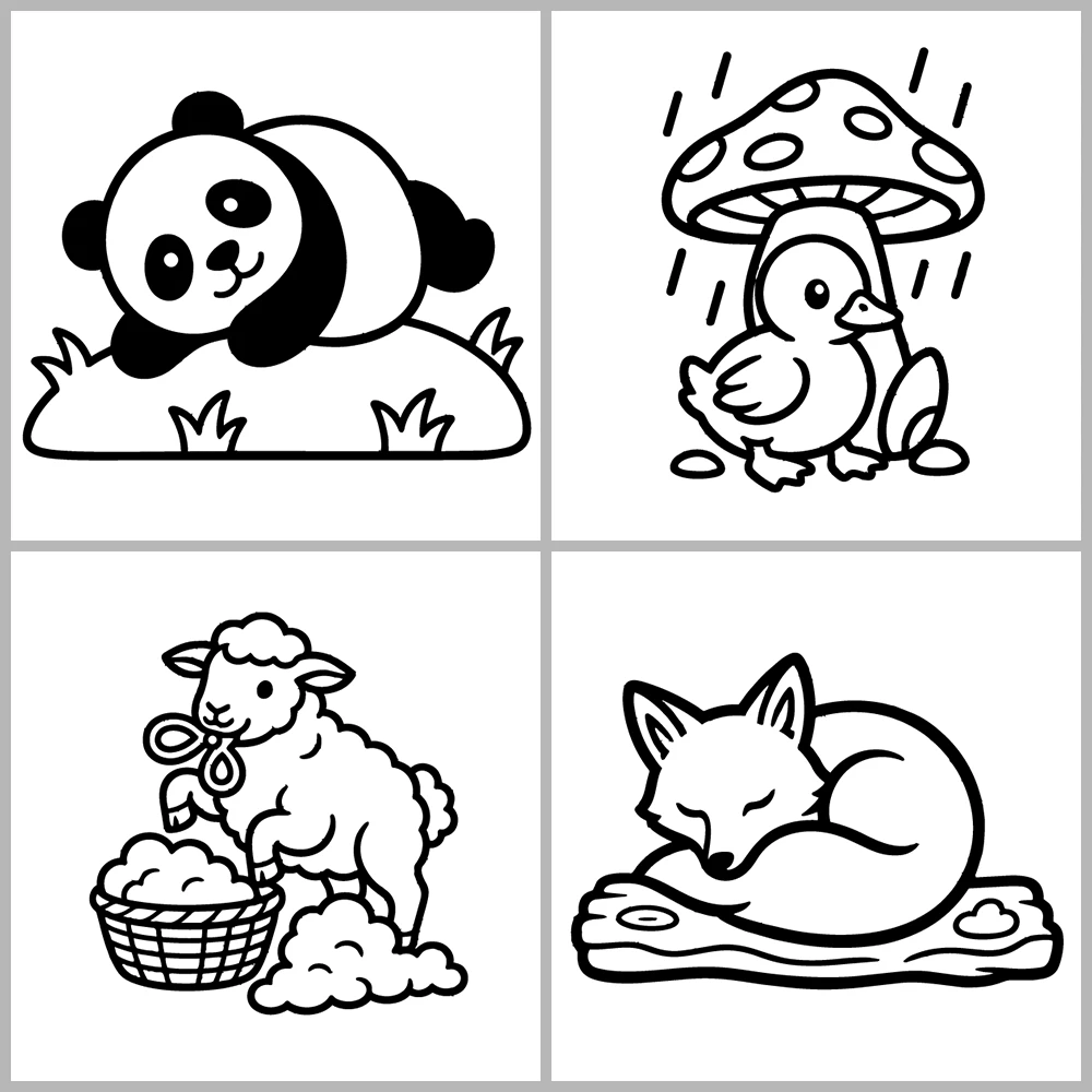 Animals Coloring Book with Bold Outlines and Simple Drawings.