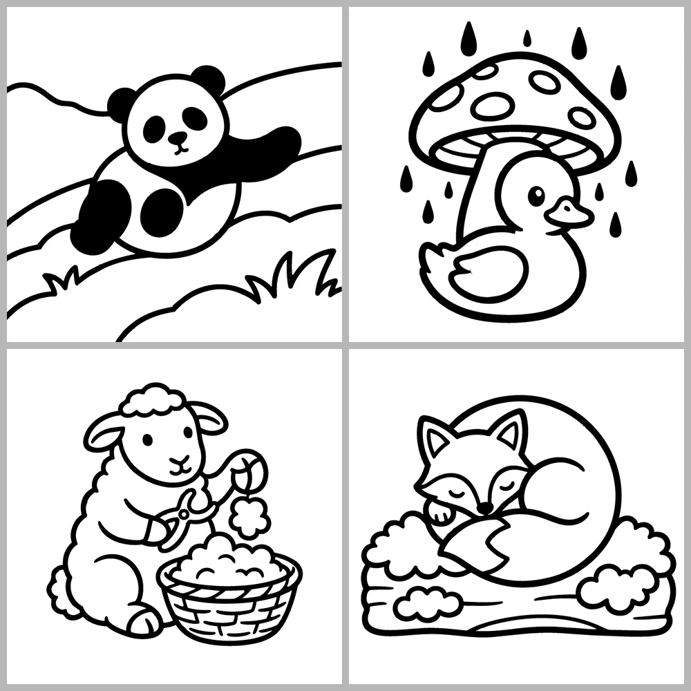 Animal Coloring Book with Bold, Simple Drawings.