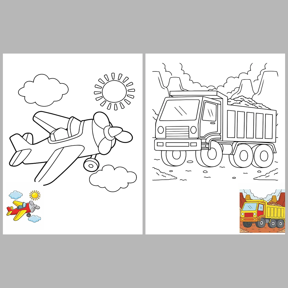 Mixed coloring pages for children aged 3/5 – With reference images (Vol. 1)