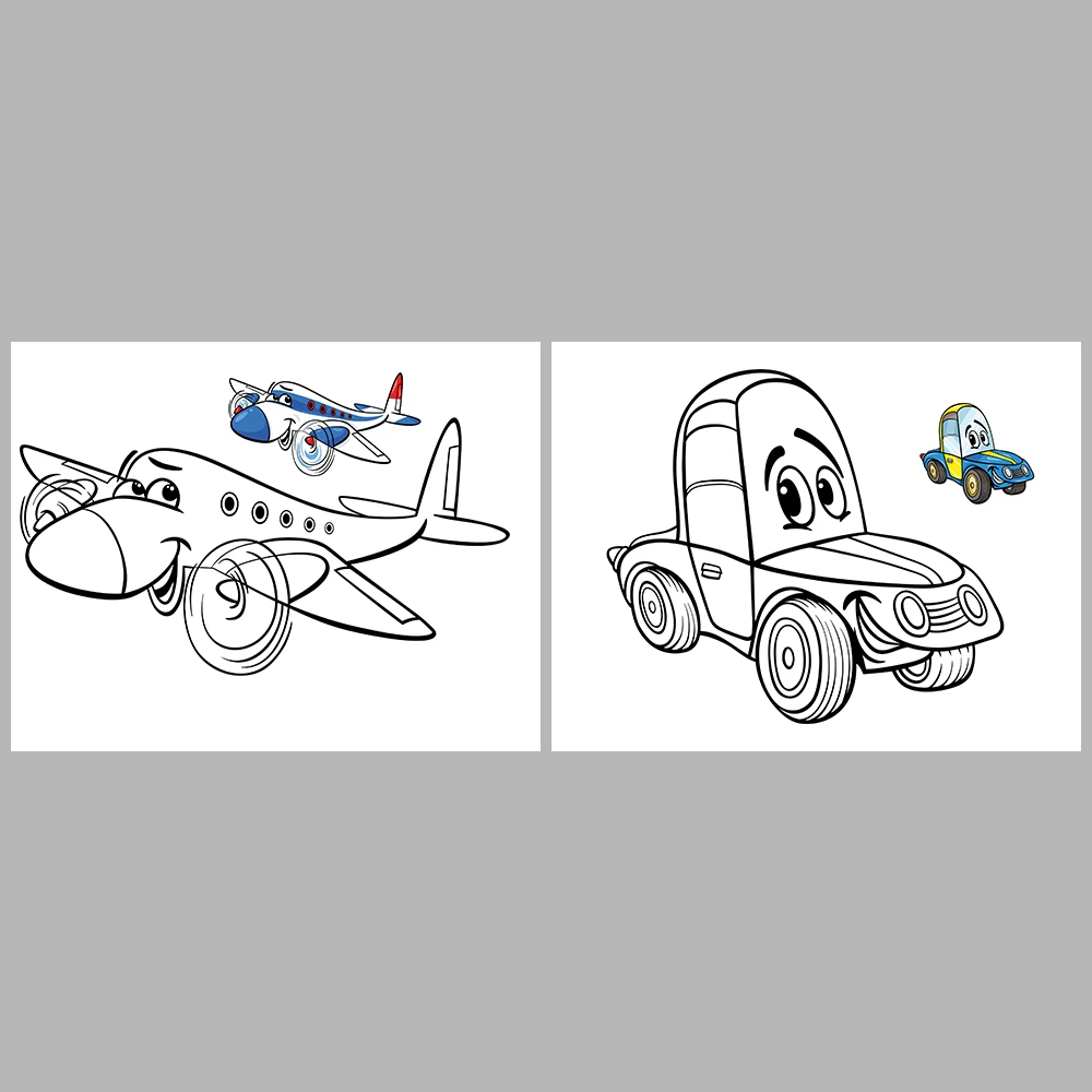 Cute Vehicles Coloring Pages / With Reference Image