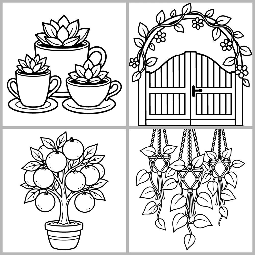 Cozy Plants – Garden Coloring Book