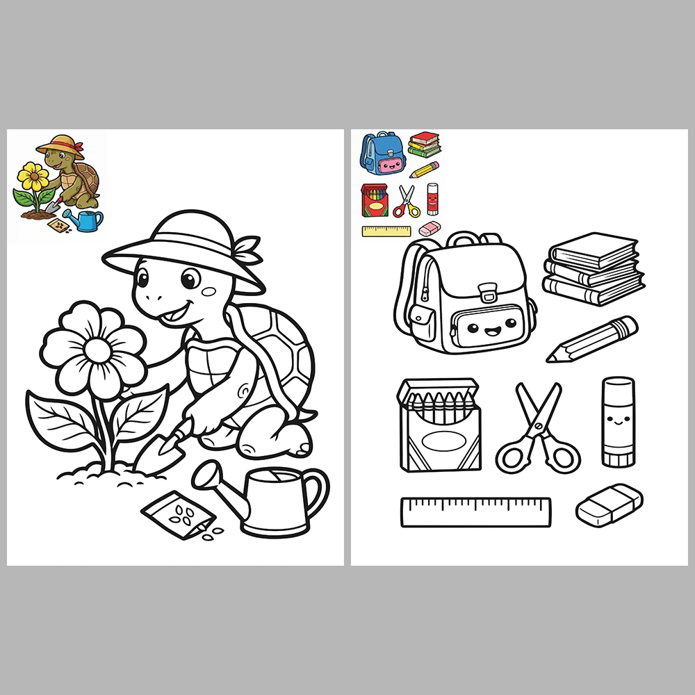 Mixed coloring pages for children aged 3/5 – With reference images (Vol. 2)