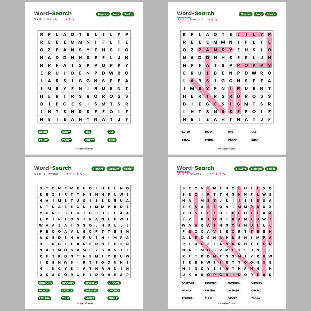 Word Search – Wine & Vineyards – Martial Arts – Themes