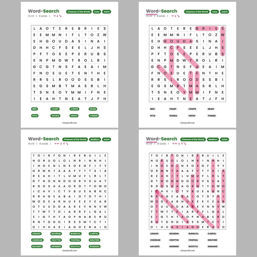 Word Search – Greek & Roman Mythology – Rivers of the World – Themes
