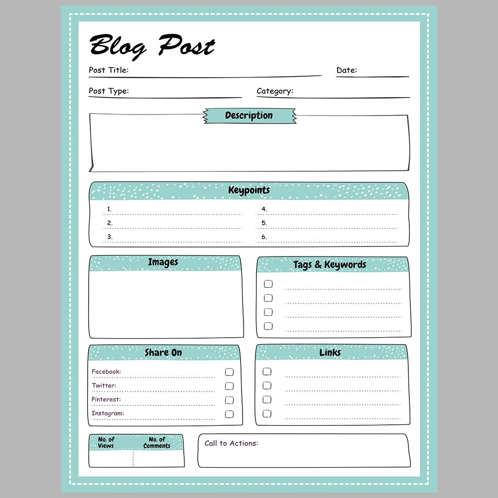 Blog Planner – Green Striped Theme