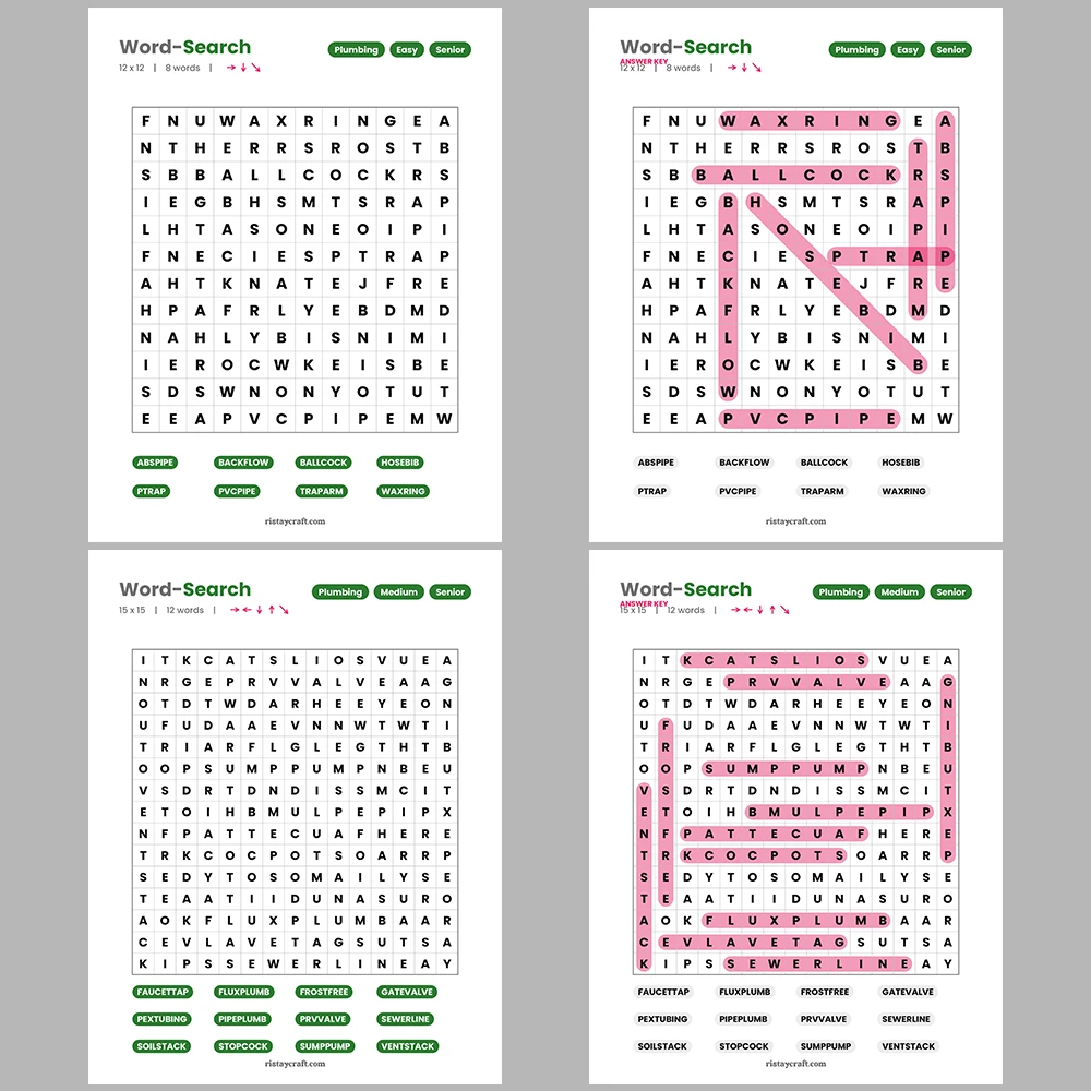 Word Search – Plumbing – Programming Languages ​​-Themes
