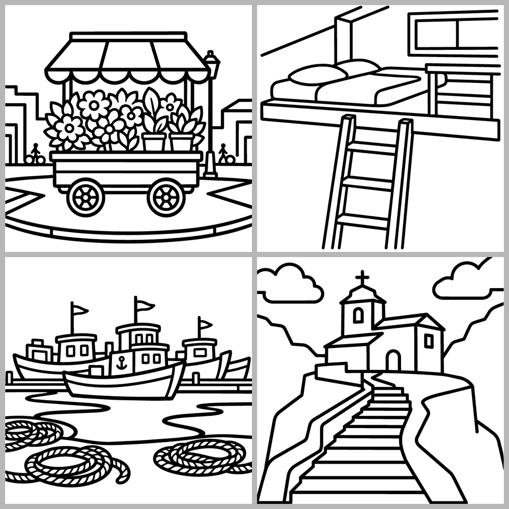 Cozy Travel – Places Coloring Book