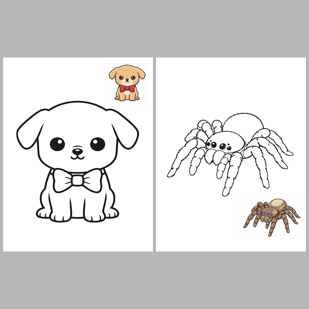 Cute Animal Coloring Pages / With Reference Image – Vol. 1