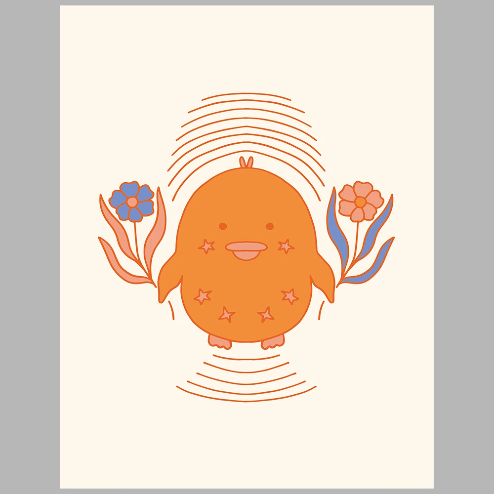 orange, blue, and beige themed posters
