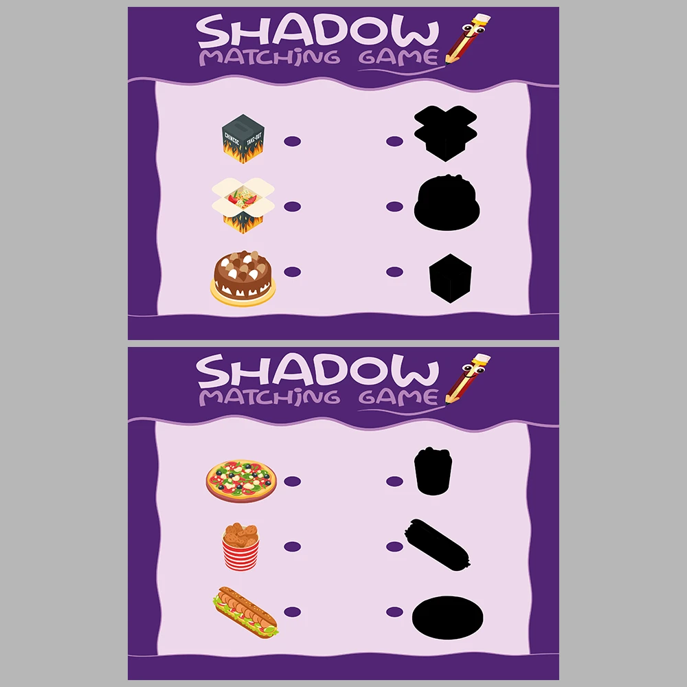 Food-Themed Shadow Matching Game Book