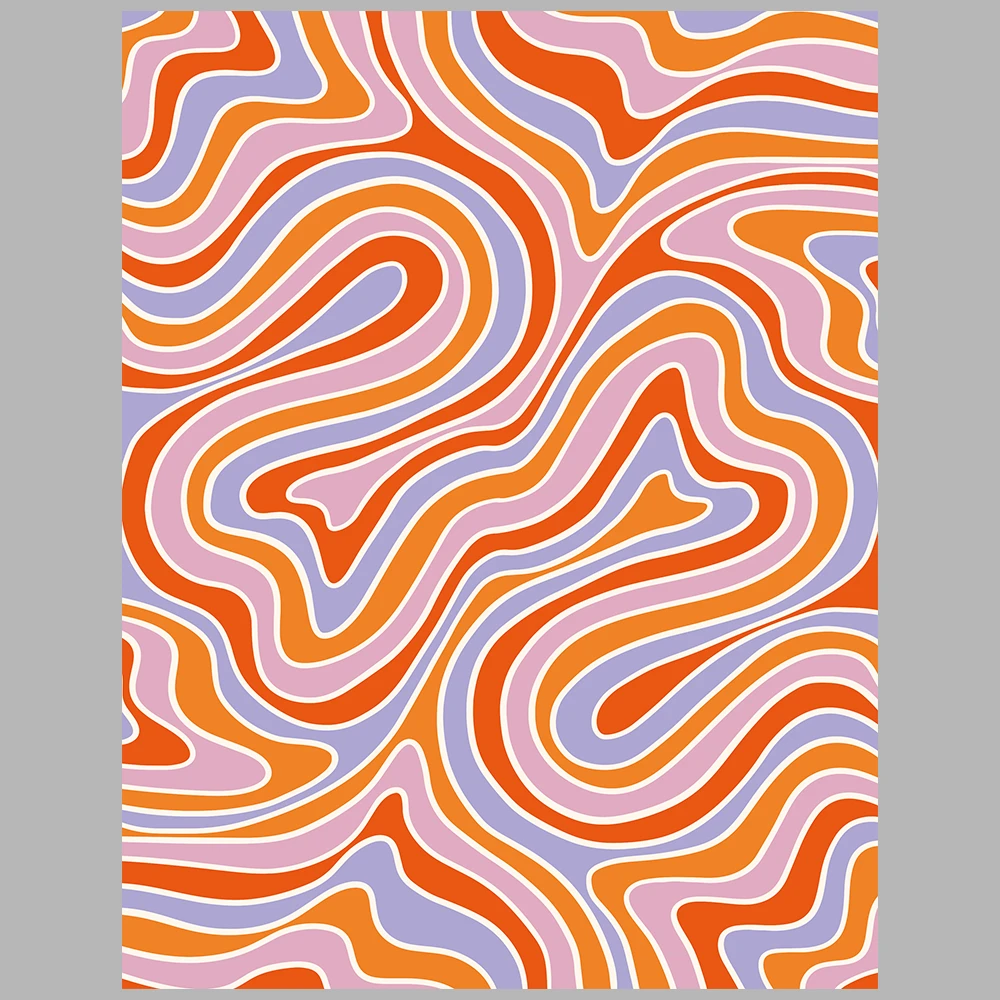 orange and purple/lilac-themed posters