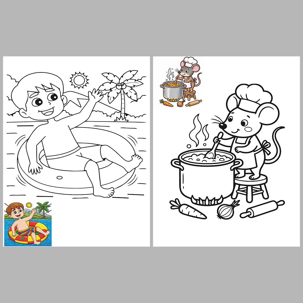 Mixed coloring pages – With Reference Images