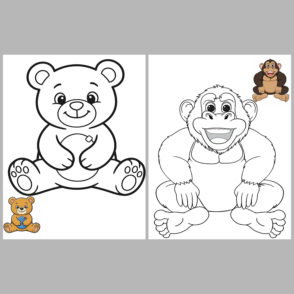 Cute Wild Animals Coloring Pages / With Reference Image