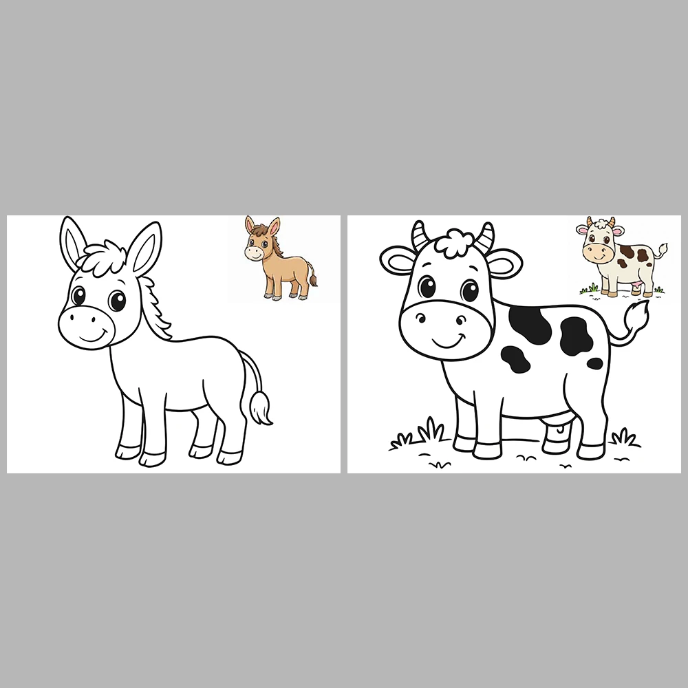 Farm Animals Coloring Pages / With Reference Image
