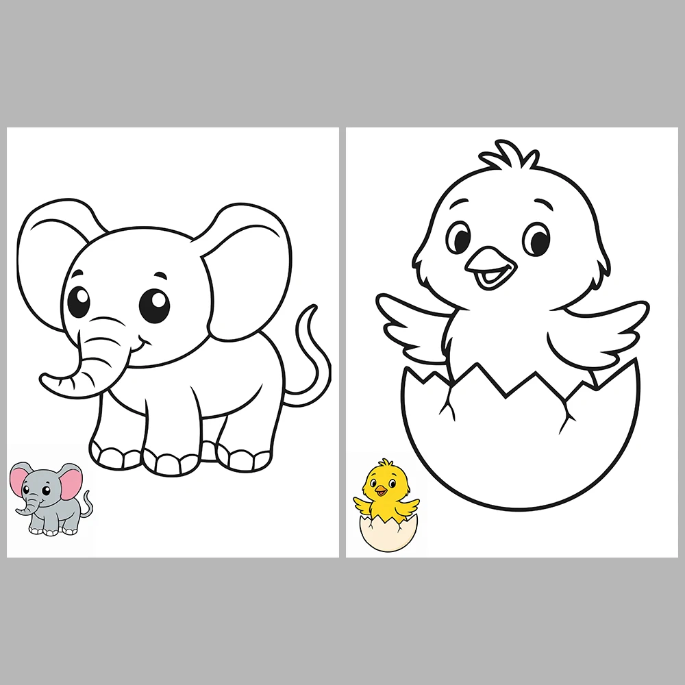 Cute Animal Coloring Pages / With Reference Image – Vol. 2
