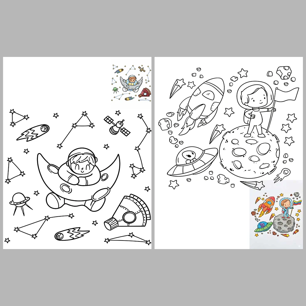 Space-Themed Coloring Pages – With Reference Images