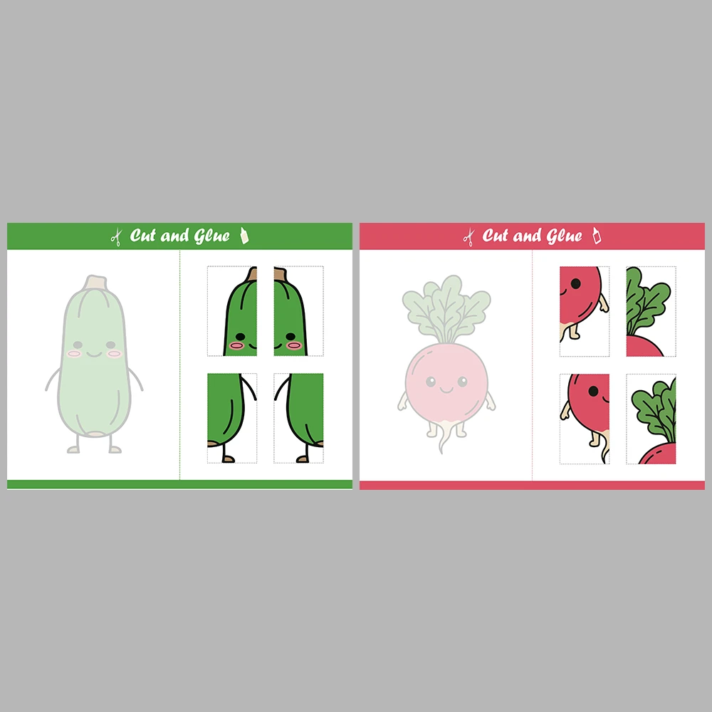 Cut and Paste Vegetables Activity Book